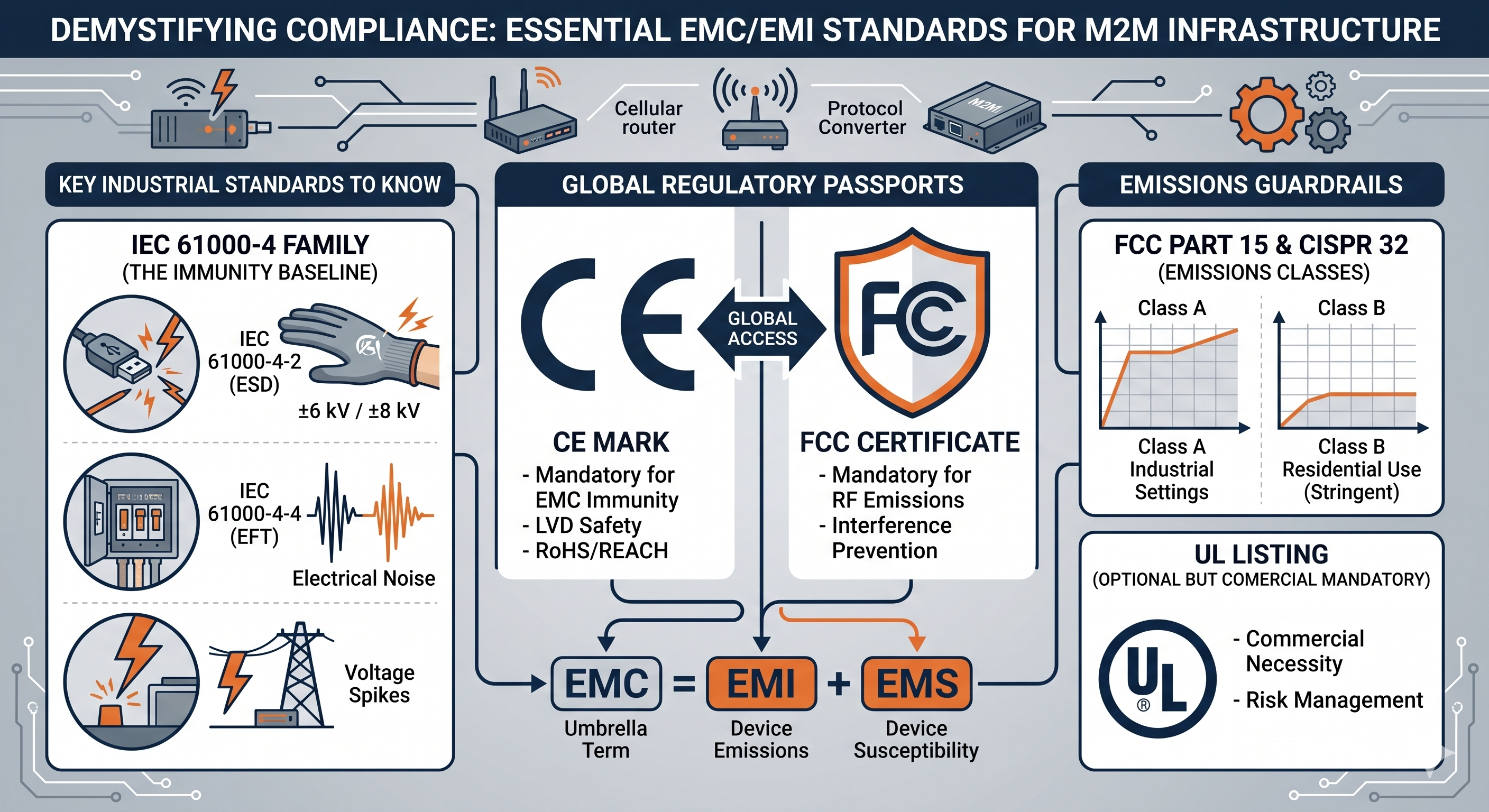 Essential EMC and EMI Standards for M2M Infrastructure
